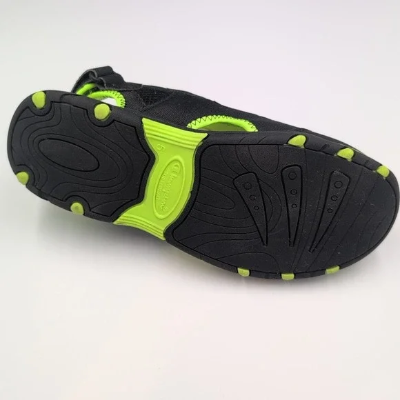 Champion Boys Kids Sandals Shoes Black/Neon Green Strap Closed Toe Size 5 Youth - Picture 10 of 16